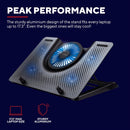 GXTrust Gaming Quno Laptop Cooling Stand - Laptops up to 17.3 inch, 5 Blue Illuminated Fans, Adjustable Angle, Computer Cooler - Black