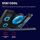 GXTrust Gaming Quno Laptop Cooling Stand - Laptops up to 17.3 inch, 5 Blue Illuminated Fans, Adjustable Angle, Computer Cooler - Black