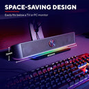 GXTrust Gaming Thorne Soundbar with RGB Lighting 12W, Stereo Computer Boxes, Jack 3.5 mm AUX, Compact 2.0 PC Speaker USB for Desktop, Laptop