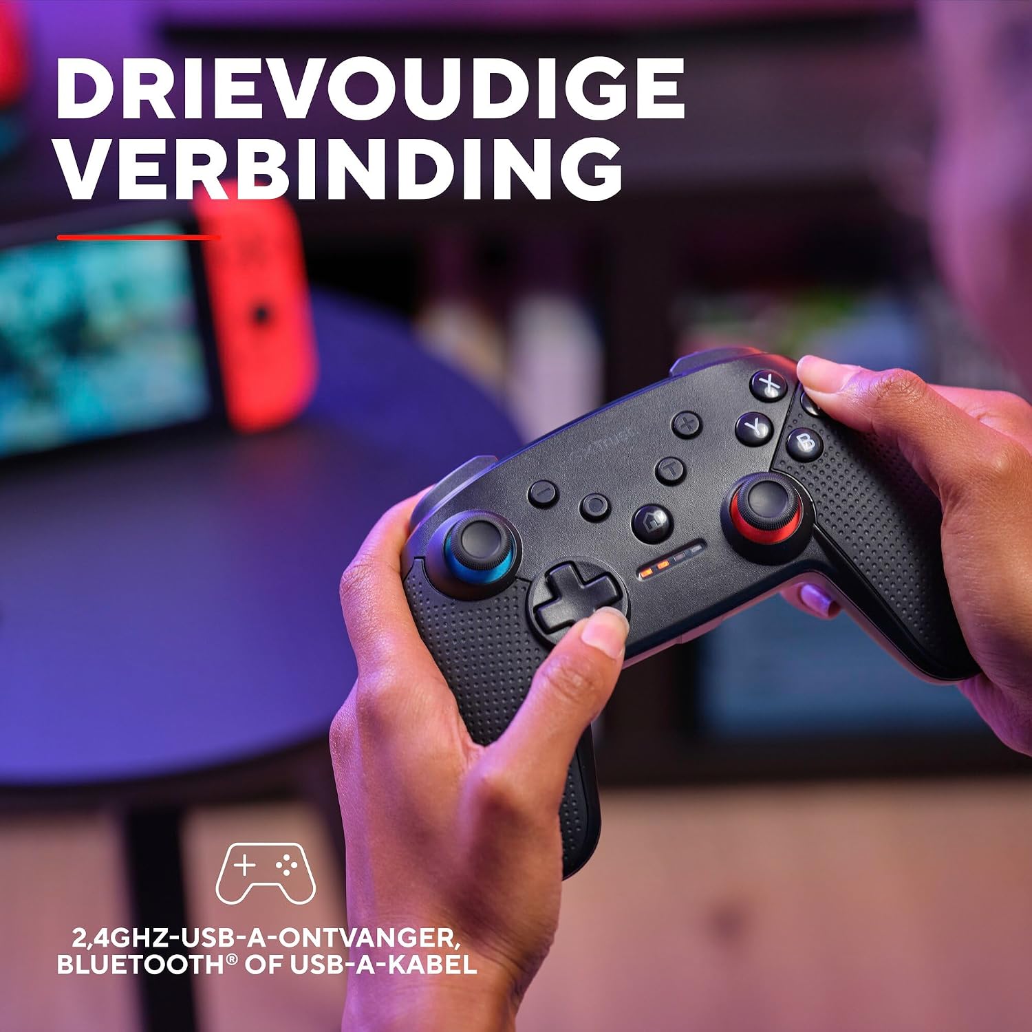 GXTrust Muta Nintendo Switch Controller Wireless met Bluetooth, Dual Shock Trilling, Motion Control-Sensor, Turbo-Knop, 15h Speeltijd, voor Nintendo Switch, Lite, OLED, Zwart