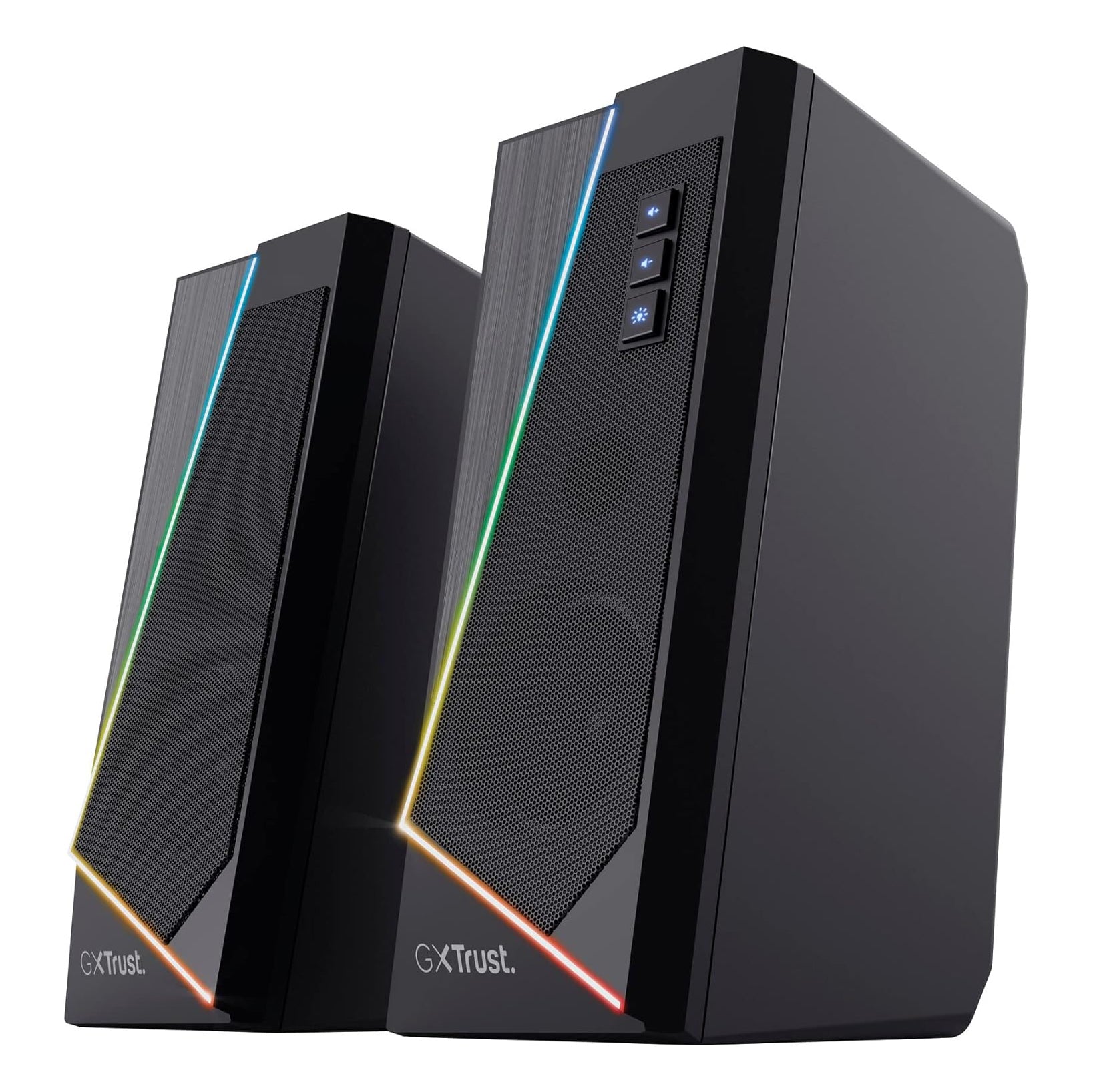 GXTrust Zoxa 2.0 PC Gaming Speakers, 12 W Peak Power, RGB Illuminated Set, USB Powered Sound System, 3.5 mm Aux, Volume Control, Stereo Computer Speakers for Desktop and Laptop - Black