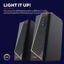 GXTrust Zoxa 2.0 PC Gaming Speakers, 12 W Peak Power, RGB Illuminated Set, USB Powered Sound System, 3.5 mm Aux, Volume Control, Stereo Computer Speakers for Desktop and Laptop - Black