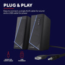 GXTrust Zoxa 2.0 PC Gaming Speakers, 12 W Peak Power, RGB Illuminated Set, USB Powered Sound System, 3.5 mm Aux, Volume Control, Stereo Computer Speakers for Desktop and Laptop - Black