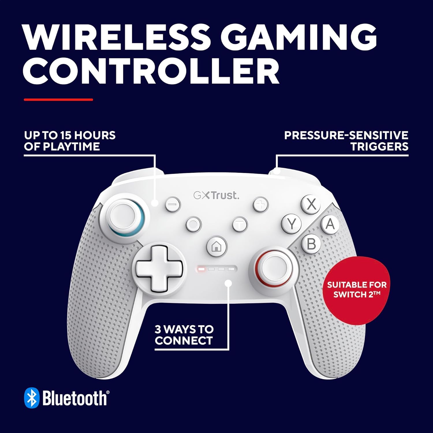 GXTrust Muta Nintendo Switch Controller Wireless met Bluetooth, Dual Shock Trilling, Motion Control-Sensor, Turbo-Knop, 15h Speeltijd, voor Nintendo Switch, Lite, OLED, Zwart