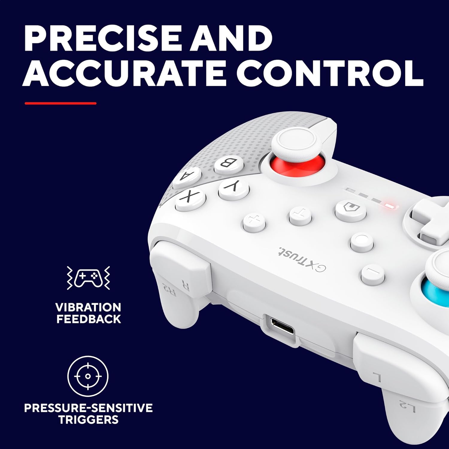 GXTrust Muta Nintendo Switch Controller Wireless met Bluetooth, Dual Shock Trilling, Motion Control-Sensor, Turbo-Knop, 15h Speeltijd, voor Nintendo Switch, Lite, OLED, Zwart