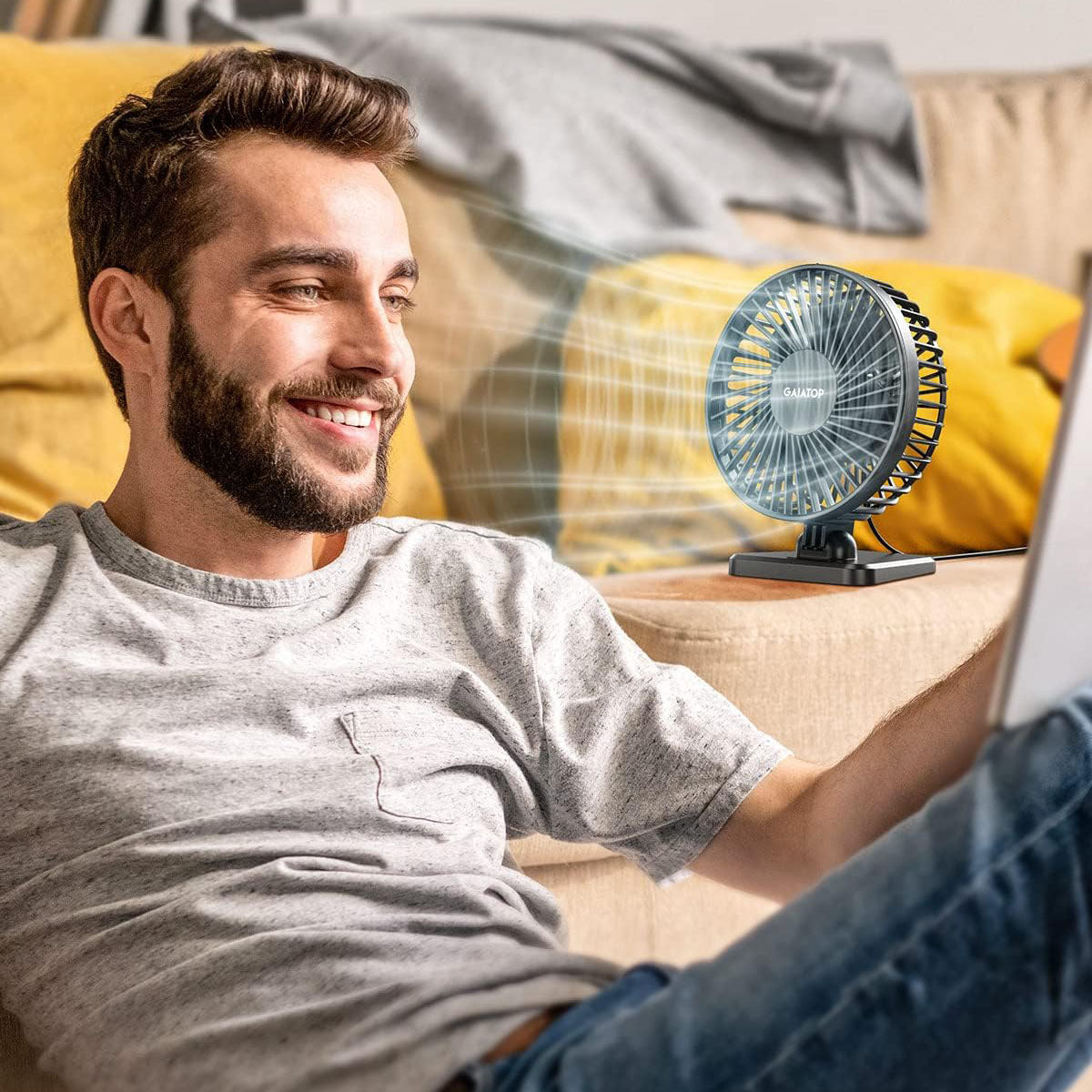 Gaiatop USB Desk Fan, Small But Powerful, Personal Portable Quiet 3 Speeds, Adjustable Mini Table Desktop fan For Home Office Car | TF30