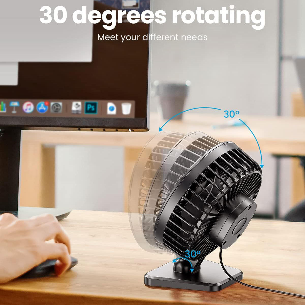 Gaiatop USB Desk Fan, Small But Powerful, Personal Portable Quiet 3 Speeds, Adjustable Mini Table Desktop fan For Home Office Car | TF30