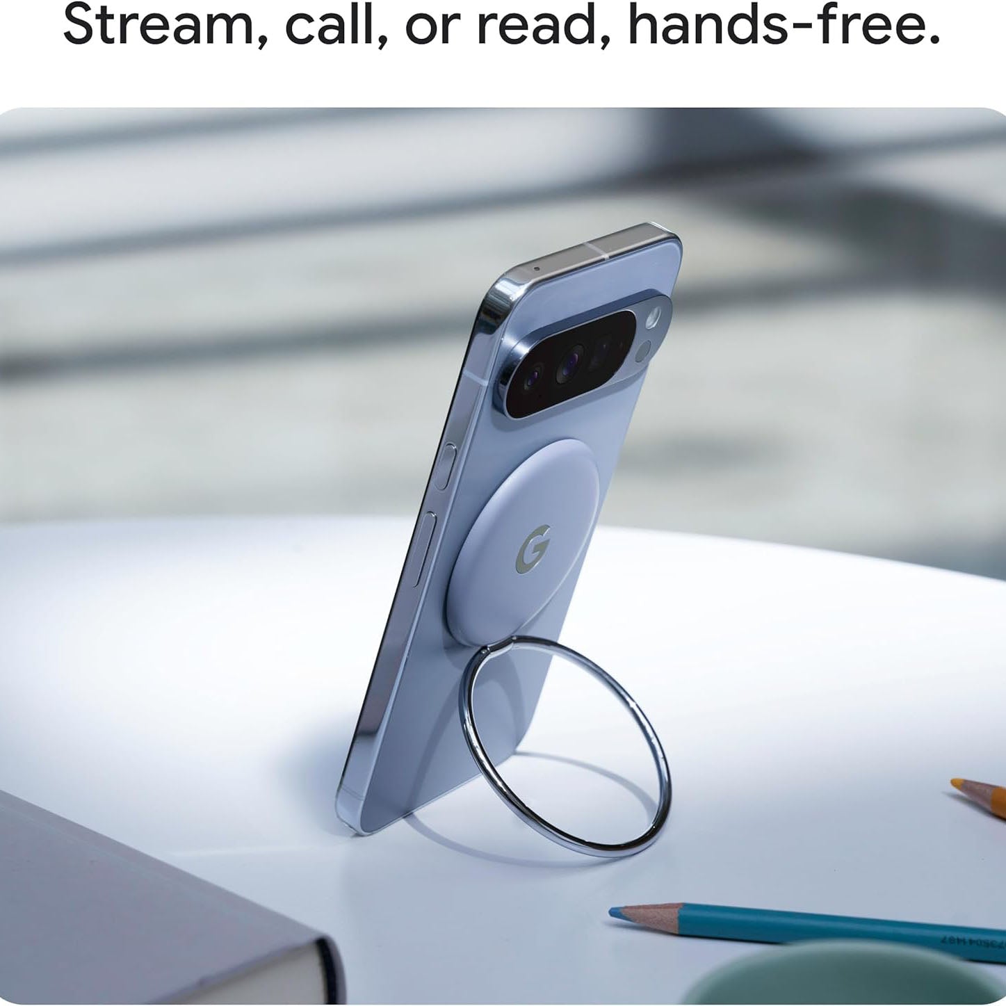 Google Pixelsnap Ring Stand for Pixel 10 Series Phone - Qi2 Compatible - Hands-Free Viewing - Magnetic Phone Ring Kickstand - Finger Ring Holder