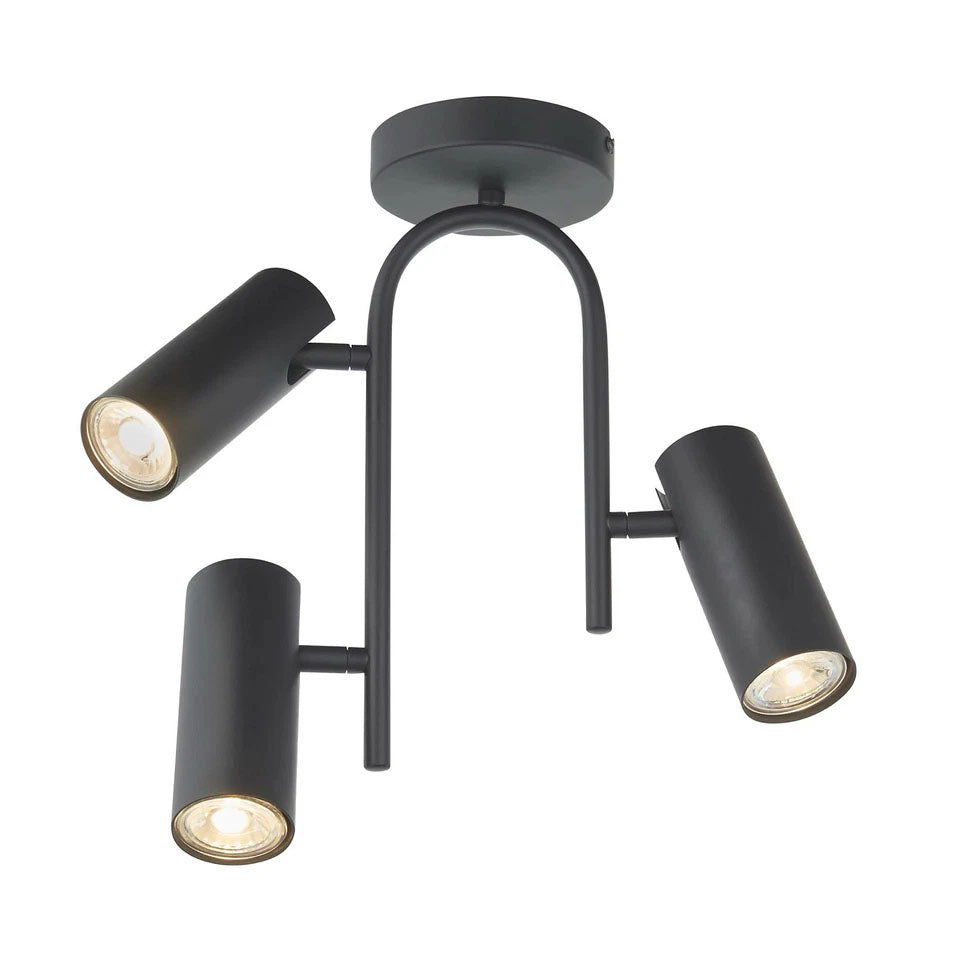 HARBOUR STUDIOS MODUS 3 LIGHT SEMI FLUSH MATT BLACK FINISH