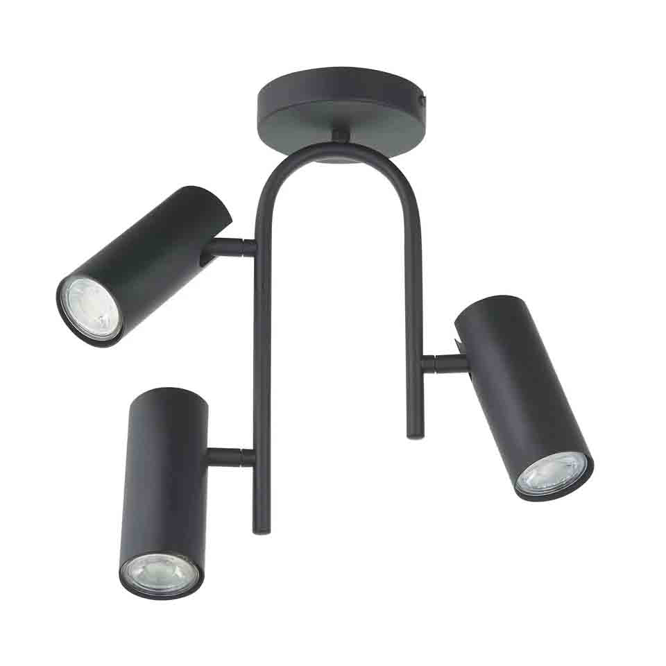 HARBOUR STUDIOS MODUS 3 LIGHT SEMI FLUSH MATT BLACK FINISH