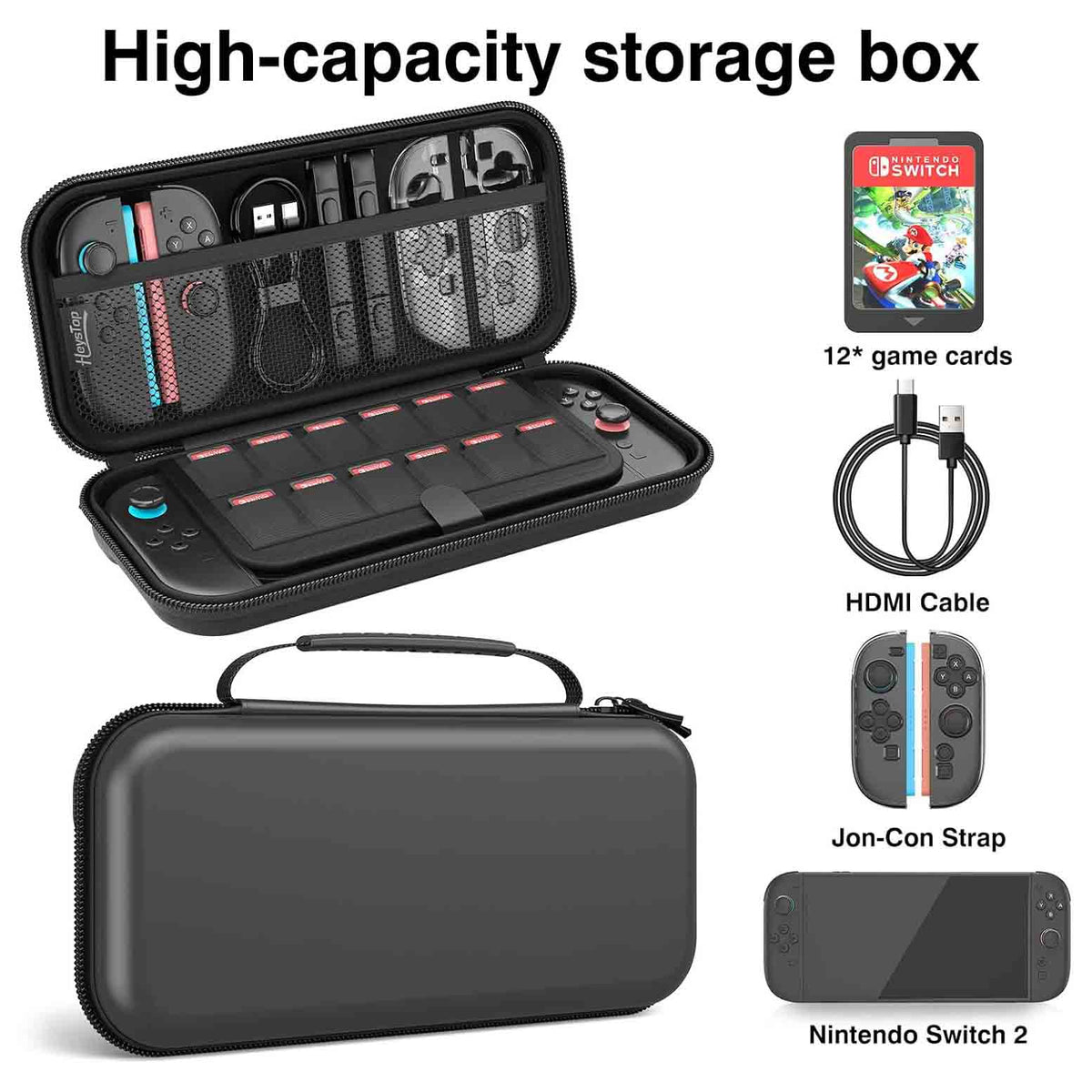 HEYSTOP Carrying Case for Nintendo Switch 2 Travel Pouch with Switch 2 Protective cover