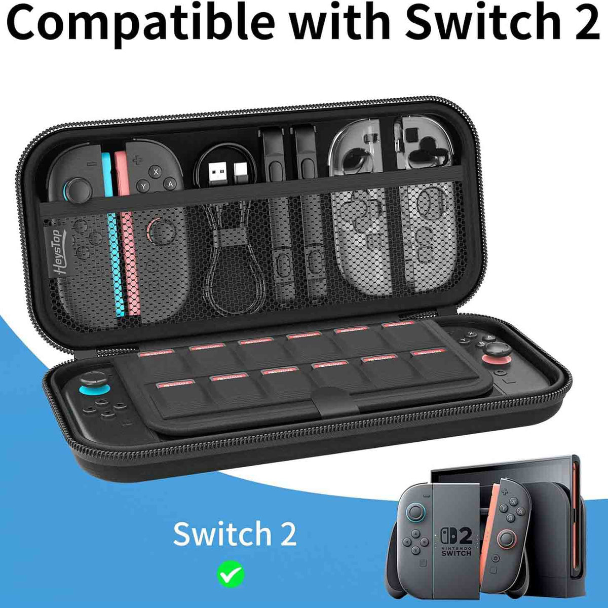 HEYSTOP Carrying Case for Nintendo Switch 2 Travel Pouch with Switch 2 Protective cover