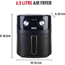 Haden 6.5L Air Fryer Large Capacity Adjustable Timer &amp; Temperature, Non-Stick Basket Black