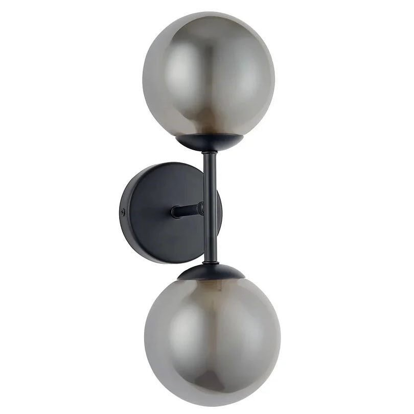 Harbour Studio Cole Wall Light Matt Black With Smoked Mirrored And Frosted Glass