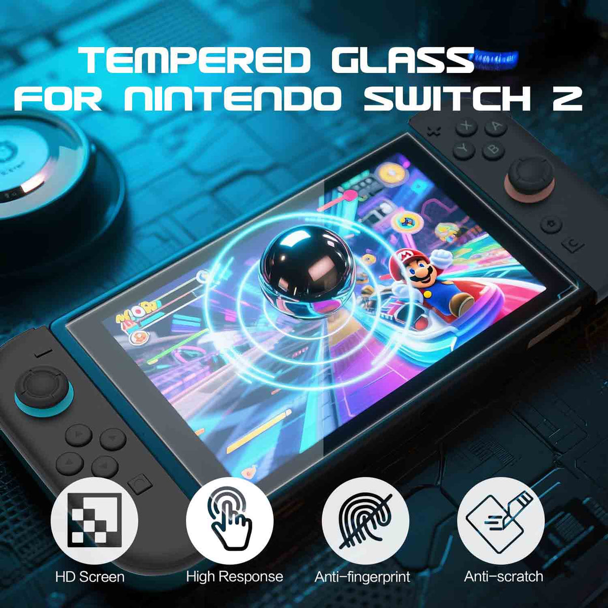 Hard Shell Portable Carrying Case for Nintendo Switch 2, Protective Case 2 Tempered Glass Screen