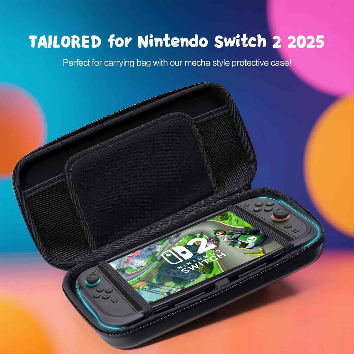 Hard Shell Portable Carrying Case for Nintendo Switch 2, Protective Case 2 Tempered Glass Screen