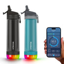HidrateSpark PRO Lite Smart Water Bottle – Tritan Plastic – Tracks Water Intake with Bluetooth, LED Glow Reminder When You Need to Drink – Straw Lid, 24 oz/710 ml, Sea Glass
