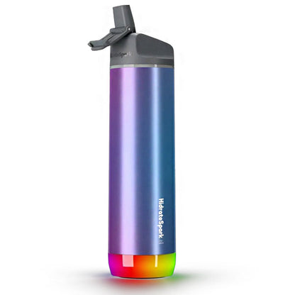 HidrateSpark PRO Smart Water Bottle - Tracks Water Intake & Glows to Remind You to Stay Hydrated, Straw, 21oz/621ml, Stainless Steel