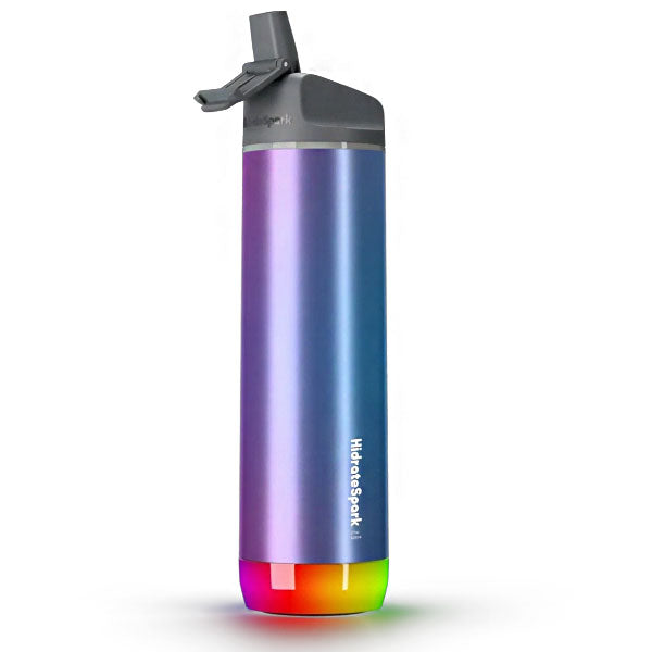 HidrateSpark PRO Smart Water Bottle - Tracks Water Intake & Glows to Remind You to Stay Hydrated, Straw, 21oz/621ml, Stainless Steel