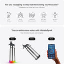HidrateSpark PRO Smart Water Bottle - Tracks Water Intake & Glows to Remind You to Stay Hydrated, Straw, 32oz/946ml, Stainless Steel (Steel)