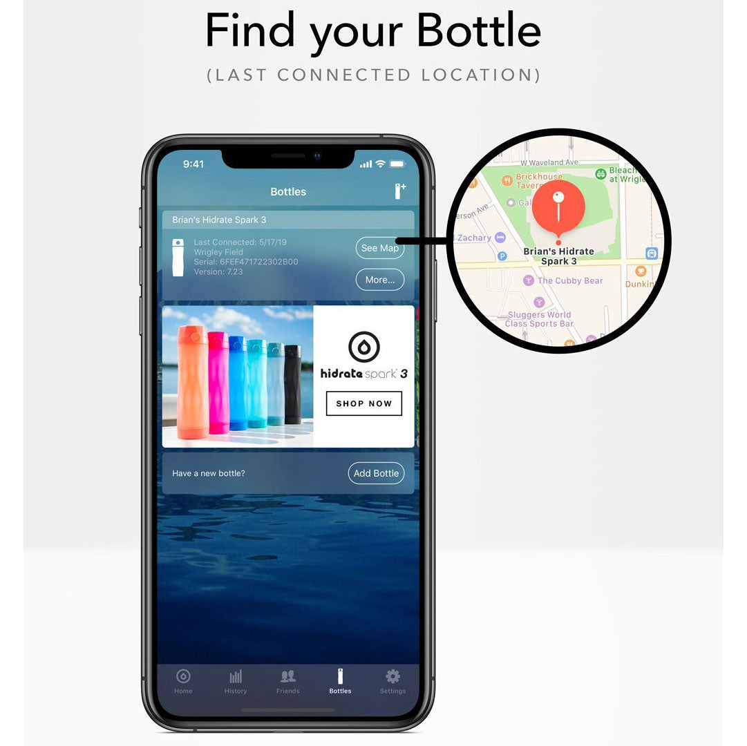 Hidratespark 3 Smart Water Bottle - Tracks Water Intake & Glows to Remind You to Stay Hydrated, BPA Free, 591 ml