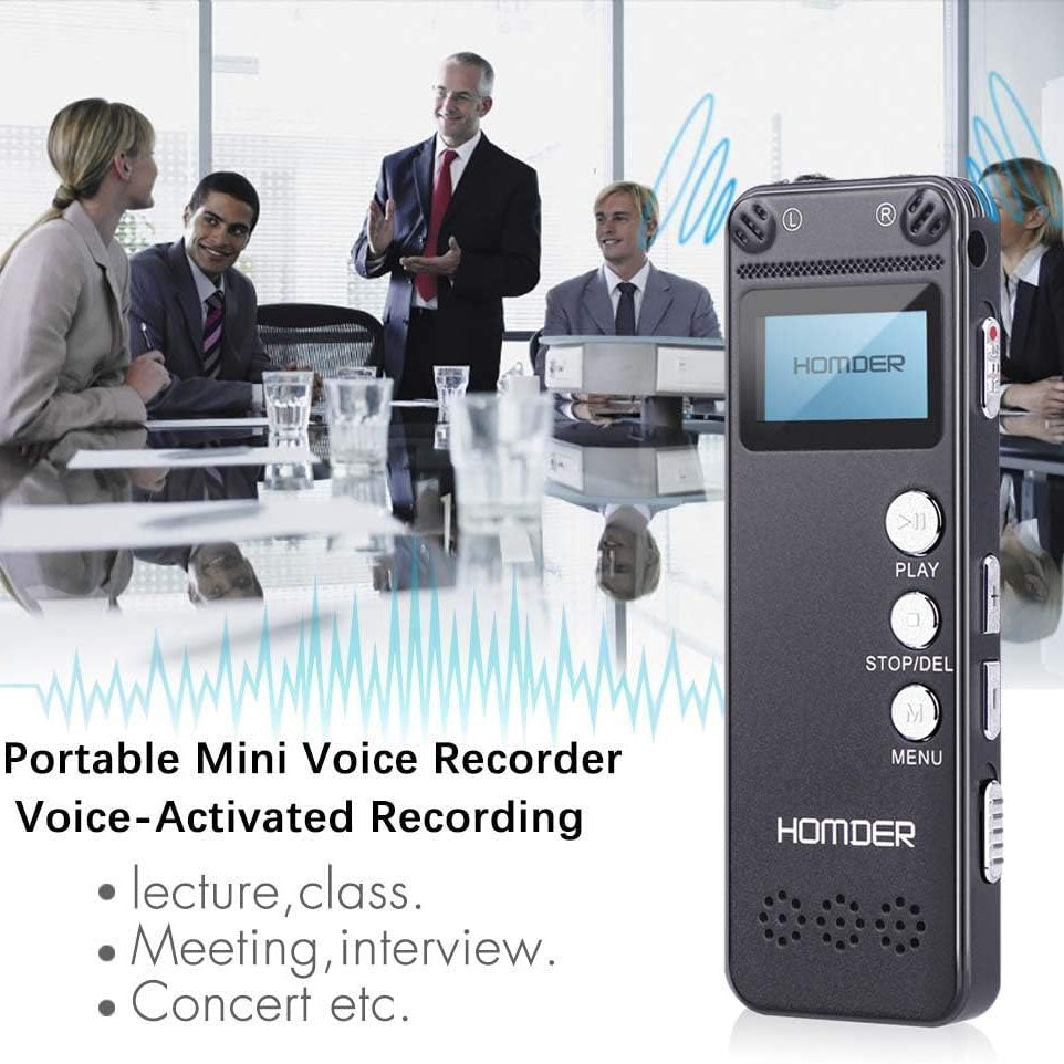 Homder USB Professional Digital Voice Recorder, Dictaphone Recorder with MP3 Player, Activated Rechargeable, Stereo HD Recording for Lectures (16GB)