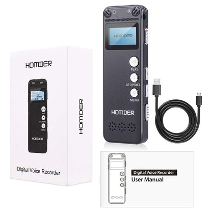 Homder USB Professional Digital Voice Recorder, Dictaphone Recorder with MP3 Player, Activated Rechargeable, Stereo HD Recording for Lectures (16GB)