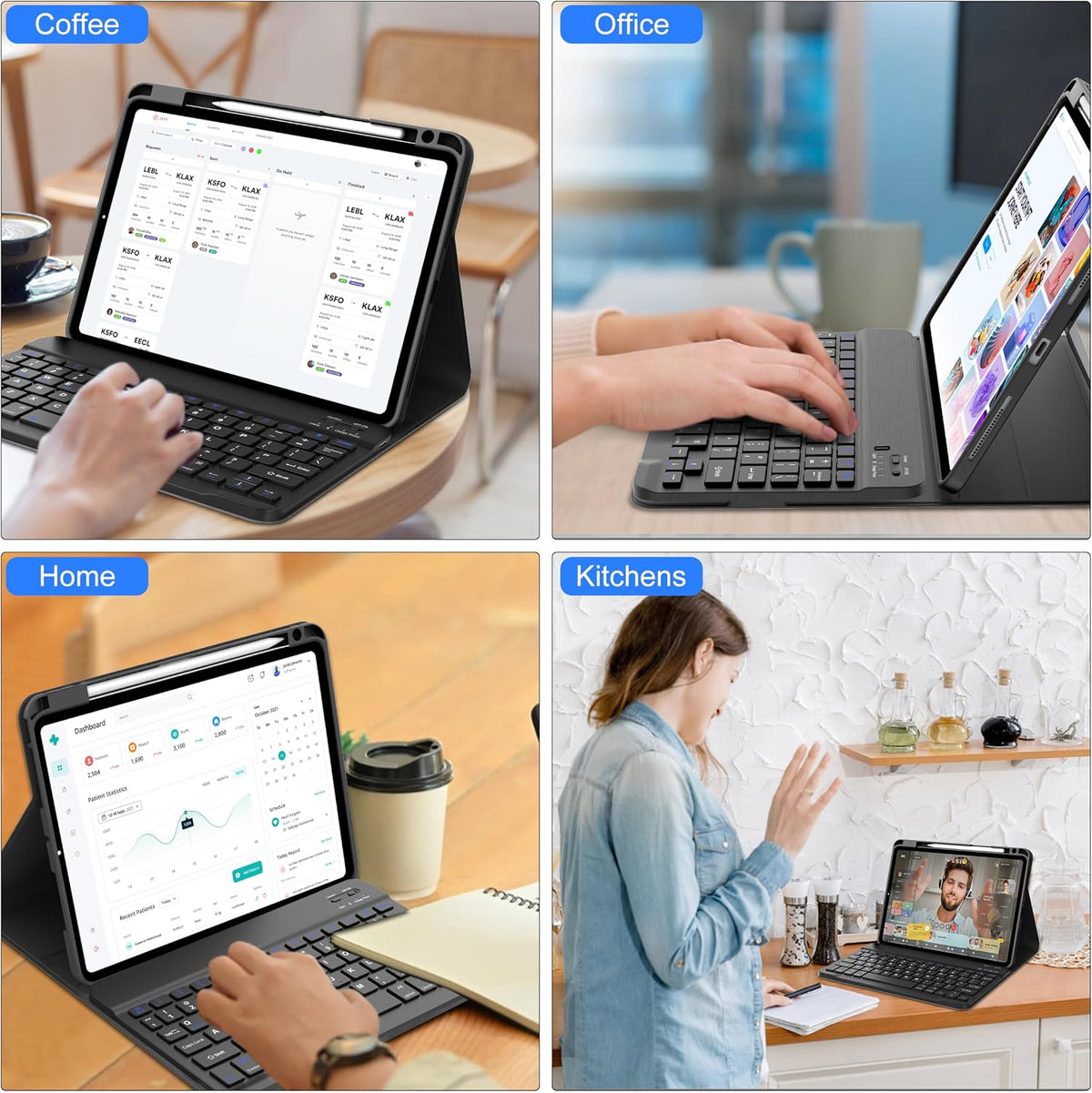 IVEOPPE Keyboard Case for iPad Pro 11-inch Detachable Wireless Bluetooth Keyboard, Auto Wake/Sleep, Resistant Protective, Rechargeable, Pencil Holder