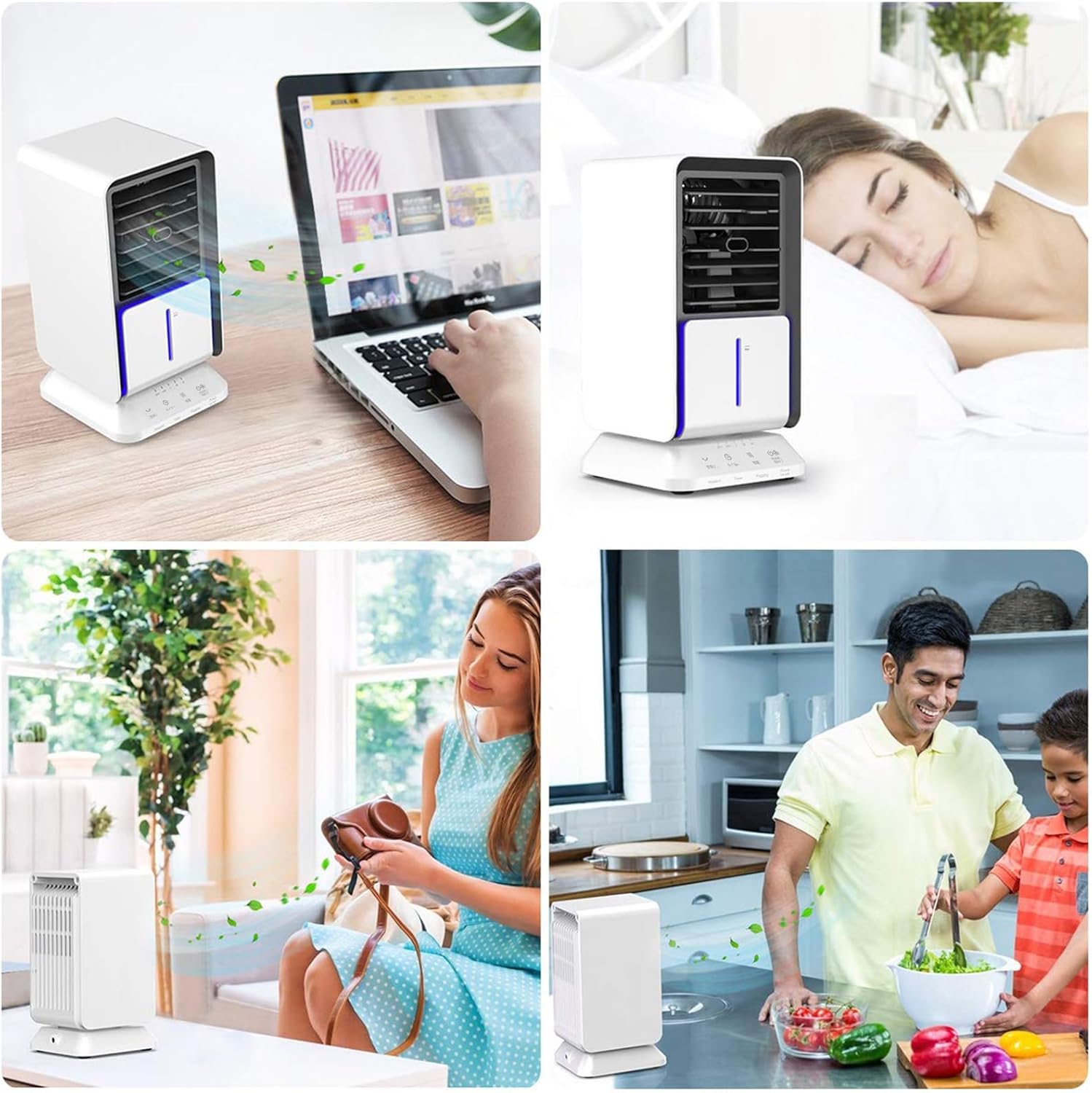 Infray Portable Oscillating Air Conditioner Desk Fan Mini Evaporative Cooler, Mist Humidifier, Air Circulator Desktop Space Cooler with Timer Function for Home Office Bedroom
