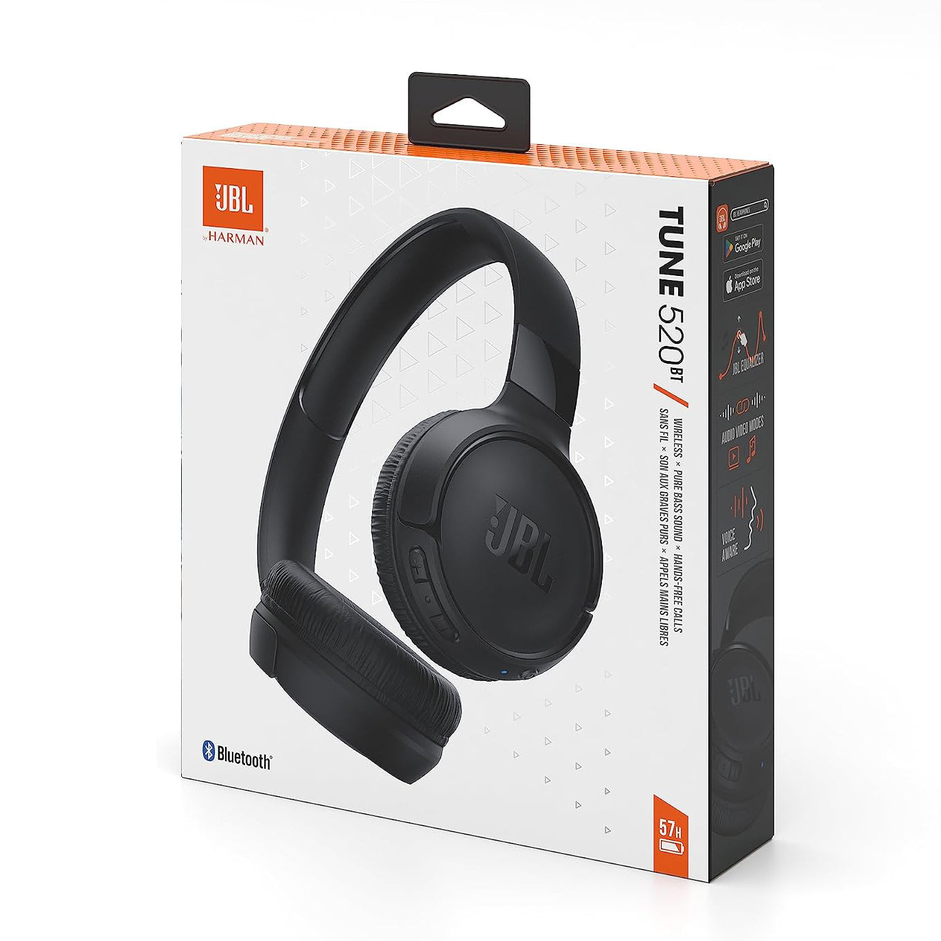 JBL Tune 520 BT Wireless On-Ear Headphones with JBL Pure Bass Sound, Bluetooth 5.3, Hands-Free Calls and 57-Hour Battery Life, Black