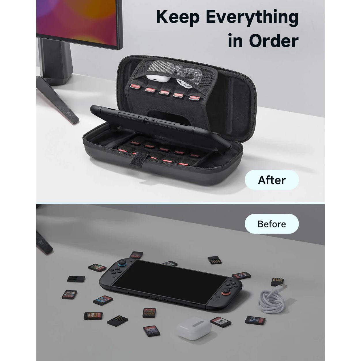 JSAUX Carrying Case Compatible with Nintendo Switch 2, Protective Hard Shell Case with 15 Game Card Slots