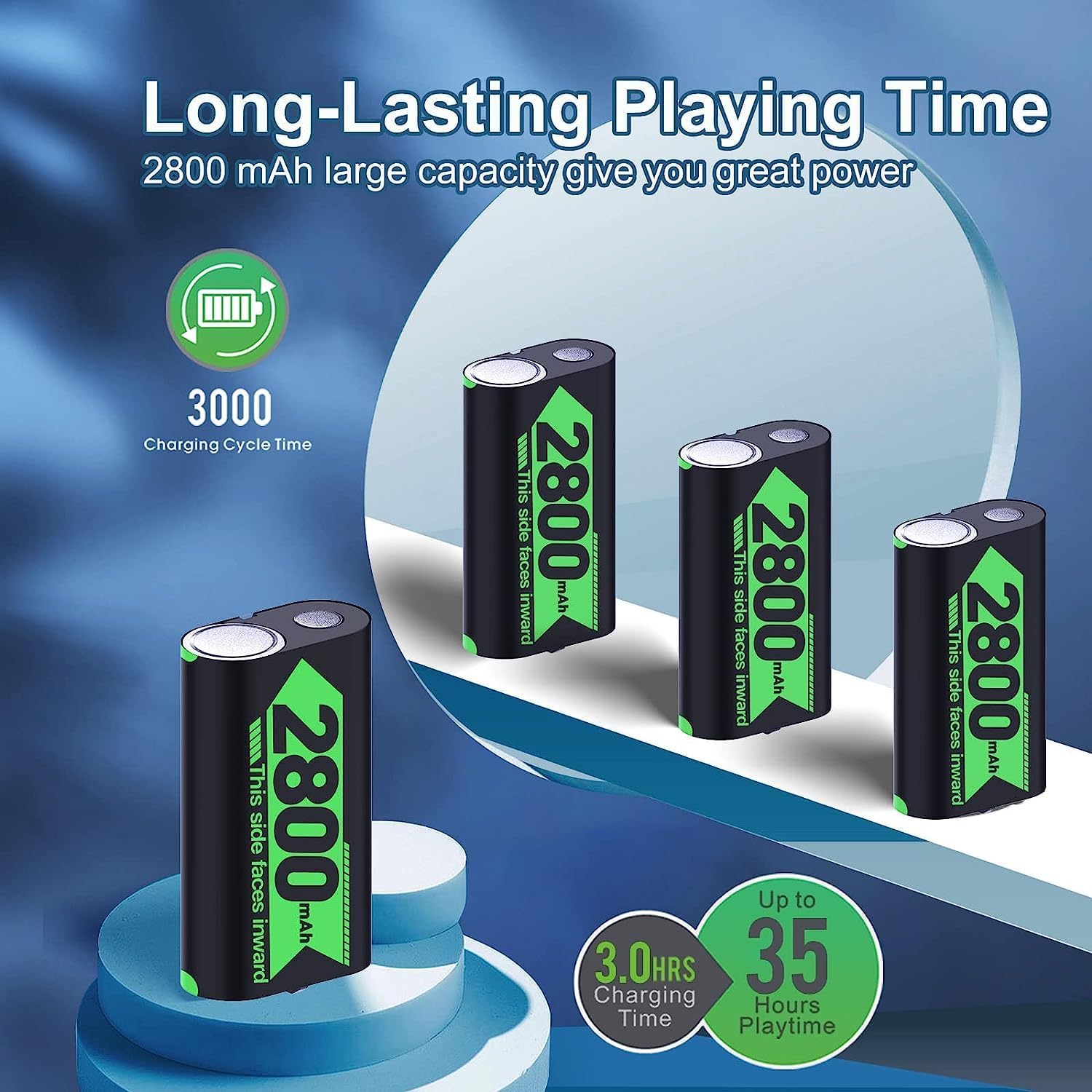 Jelava Super Large Capacity Xbox Controller Battery Packs 4x2800mAh(=4 * 6720mWh), for Xbox Series X S One Rechargeable Controller Battery Charger Station Play and Charge Kit Accessories for Xbox One/Series X S Controller Original