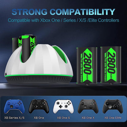 Jelava Super Large Capacity Xbox Controller Battery Packs 4x2800mAh(=4 * 6720mWh), for Xbox Series X S One Rechargeable Controller Battery Charger Station Play and Charge Kit Accessories for Xbox One/Series X S Controller Original