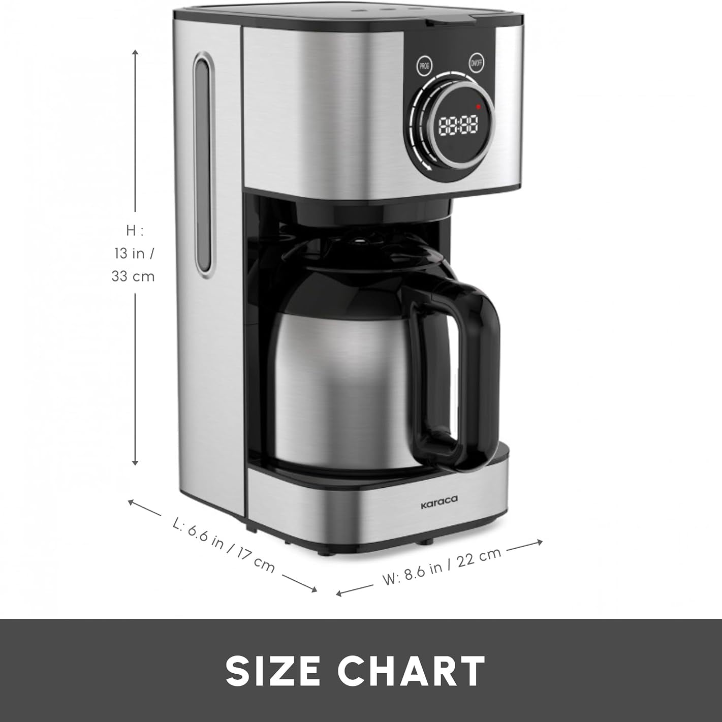 KARACA Series 2303 Filter Coffee Machines with Timer, Filter Coffee Maker with Automatic Keep Warm Function & 1.2-litre Steel Thermal Carafe, Fast Brewing, Black