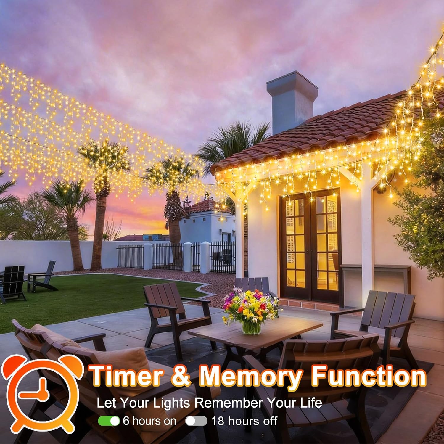 KNONEW Lights Outdoor Decorations 400 LED 33ft 8 Modes Curtain Fairy String Light with 75 Drops, Clear Wire LED String Light Indoor Decor for Wedding Party Christmas Decorations Warm White
