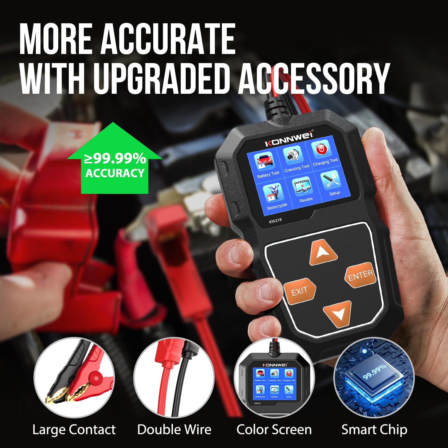 KONNWEI Car Battery Tester 6V 12V 100-2000 CCA Battery Load Tester Digital Automotive Charge Analyzer and Charging System Test Tool - KW218