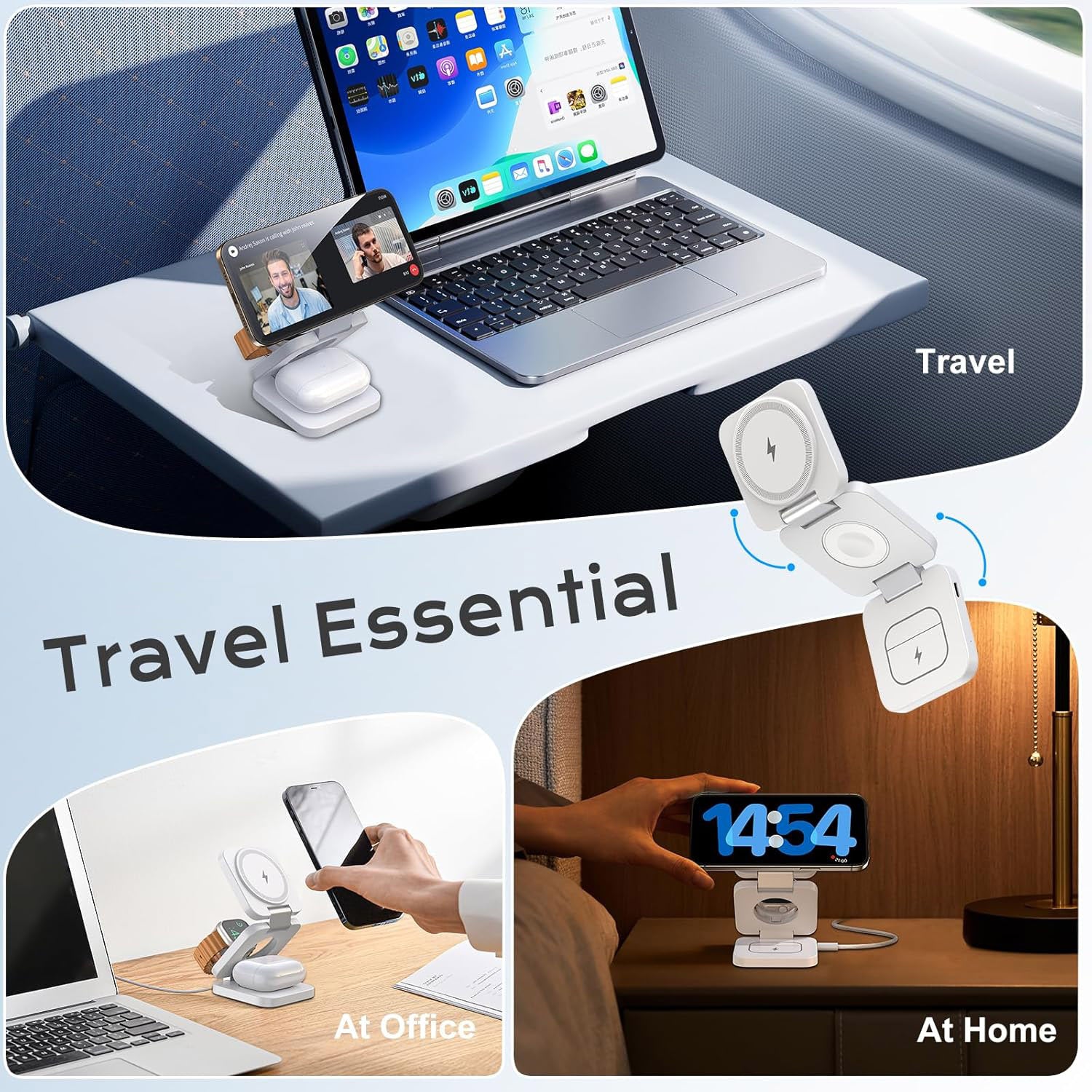 KUXIU 3-In-1 Foldable Magnetic 15W Wireless Charging Station - X55