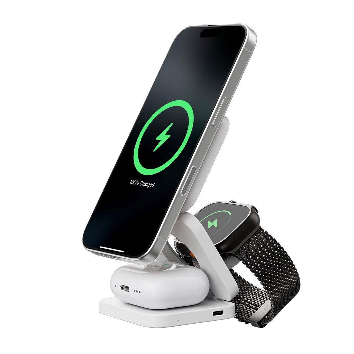 KUXIU 3-In-1 Foldable Magnetic 15W Wireless Charging Station - X55