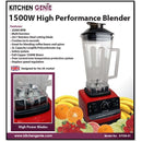 Kitchen Genie High Performance Jug Blender 1500W 2 Litre Juice ICE CRUSHER (25000 RPM)