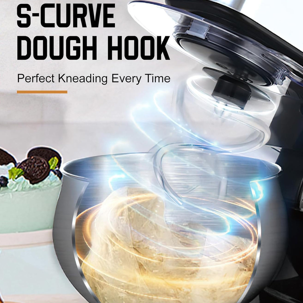 Kitchen Genie Powerful Cake Mixer 1000W Stainless Steel – 5L