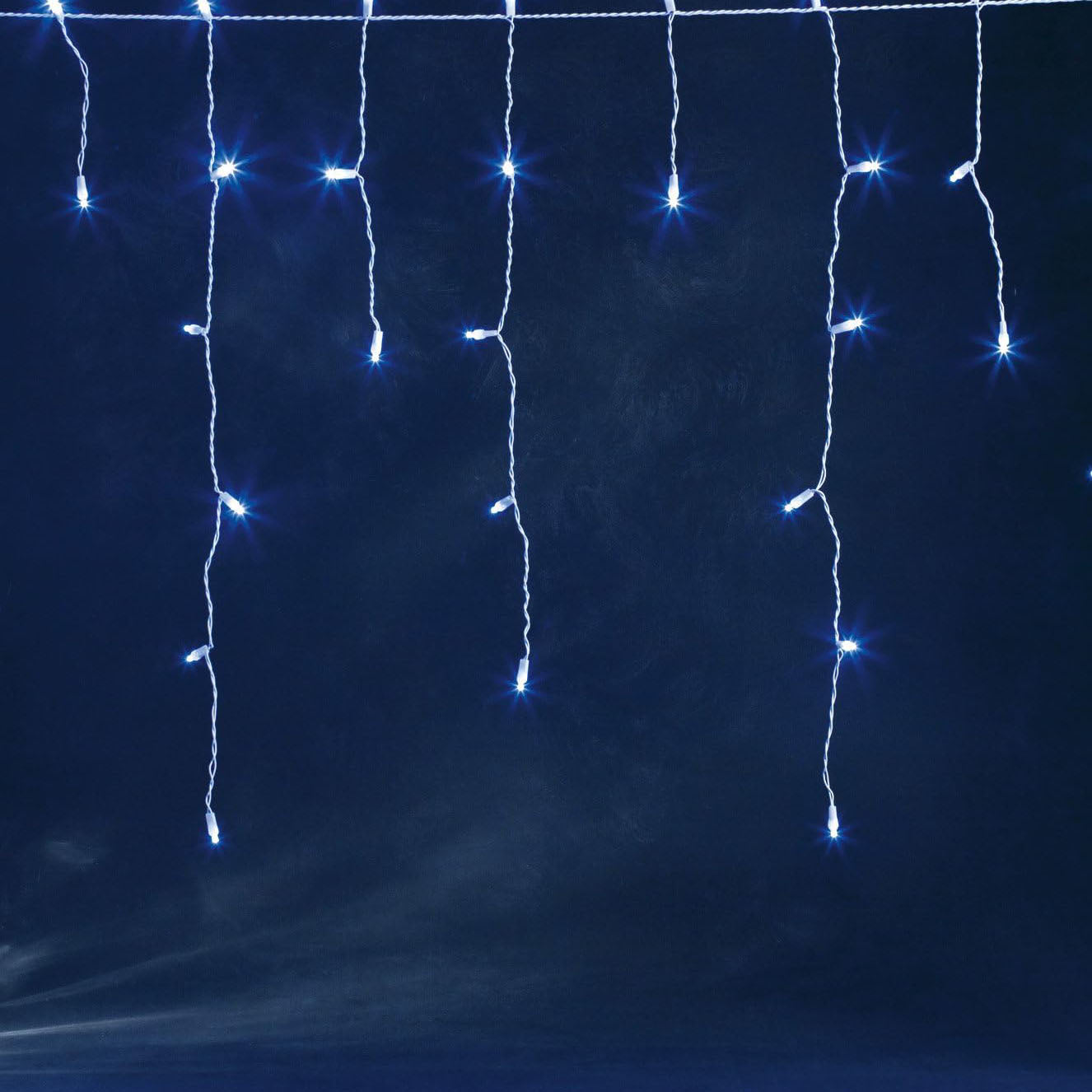 Konstsmide Micro LED Christmas Lights Icicles / Outdoor Lights (IP20)10m Lit Length / 30 to 90cm Drops / 200 Blue Diodes / White Cable String Lights