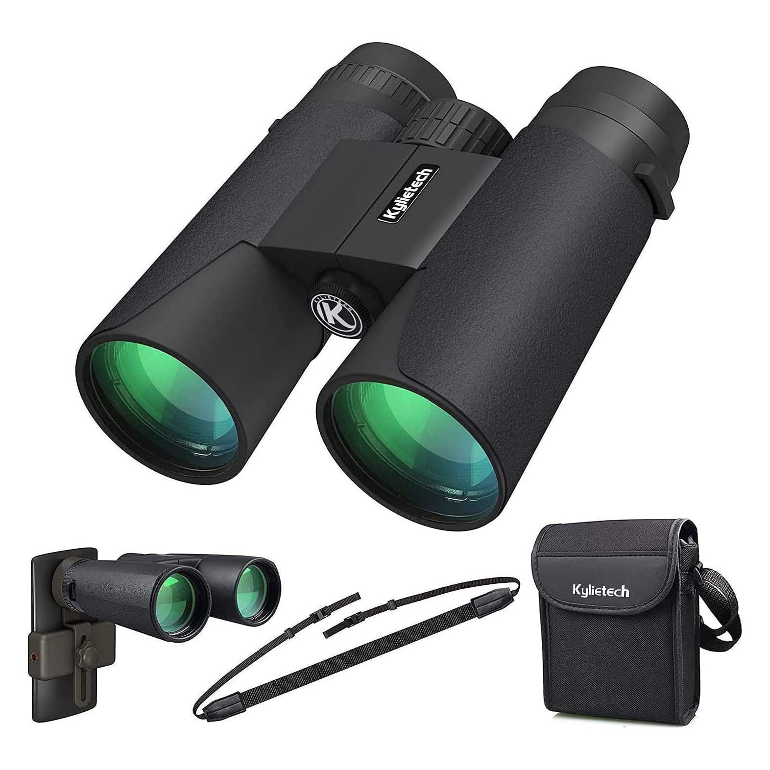 Kylietech 12X42 Binoculars for Adults with Universal Phone Adapter, HD Waterproof Fogproof Compact Binoculars for Bird Watching, Hunting, Hiking, Sports, and Concerts with BAK4 Prism FMC Lens
