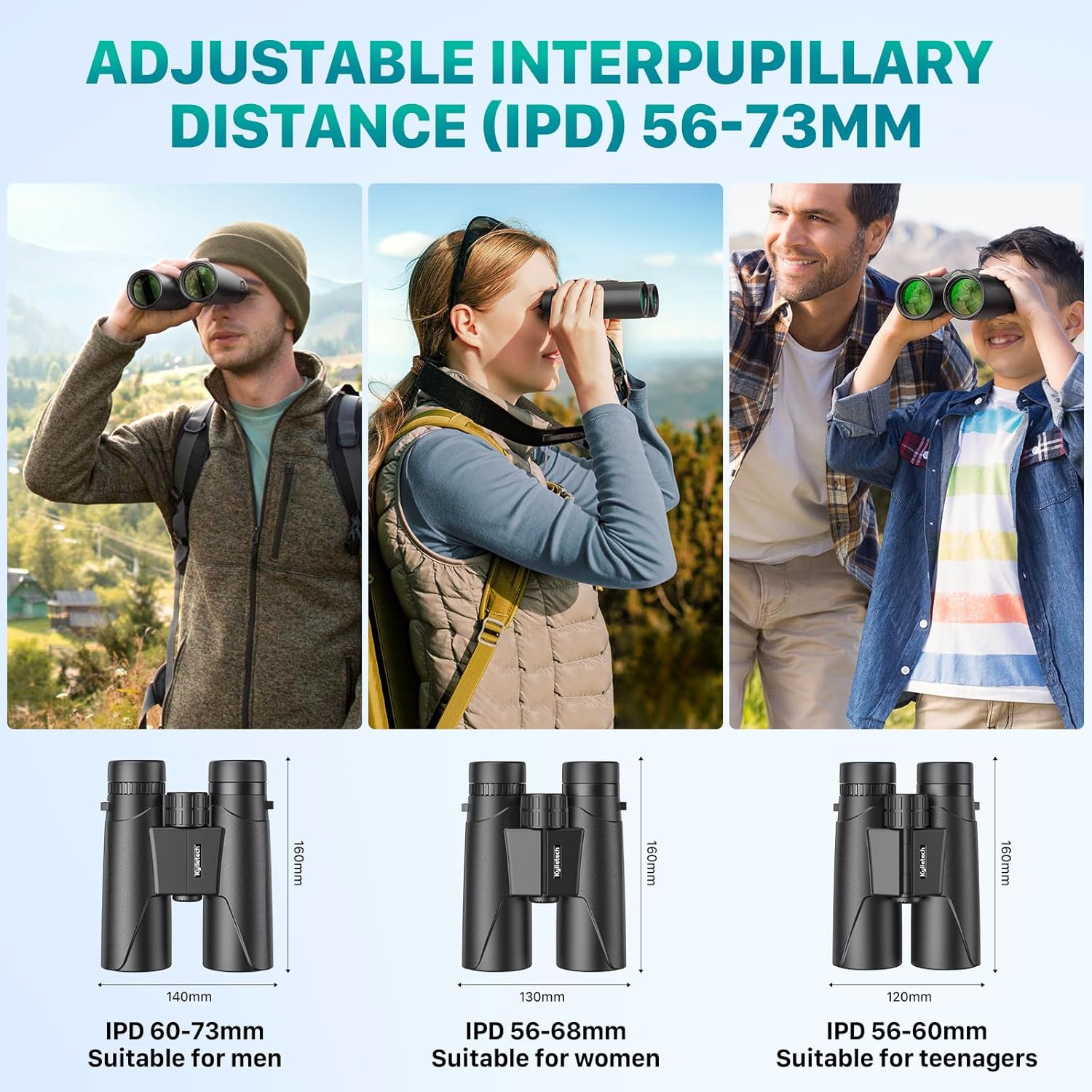 Kylietech 12X42 Binoculars for Adults with Universal Phone Adapter, HD Waterproof Fogproof Compact Binoculars for Bird Watching, Hunting, Hiking, Sports, and Concerts with BAK4 Prism FMC Lens