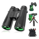 Kylietech 12x42 Binoculars with Tripod, Waterproof Bird Watching Binocular with BaK-4 Prisms, FMC Lens, Phone Adapter for Photography, Stargazing