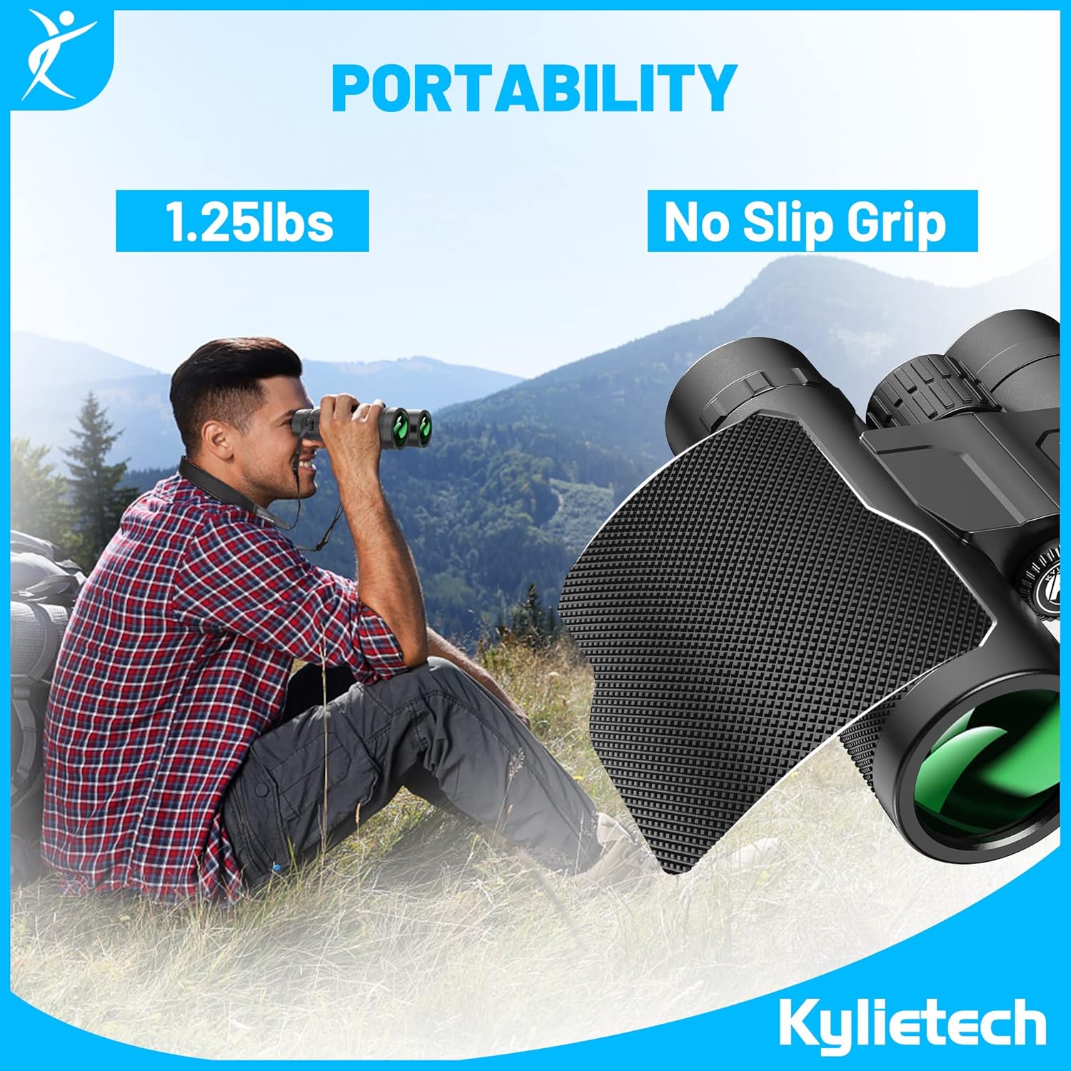 Kylietech 12x42 Binoculars with Tripod, Waterproof Bird Watching Binocular with BaK-4 Prisms, FMC Lens, Phone Adapter for Photography, Stargazing