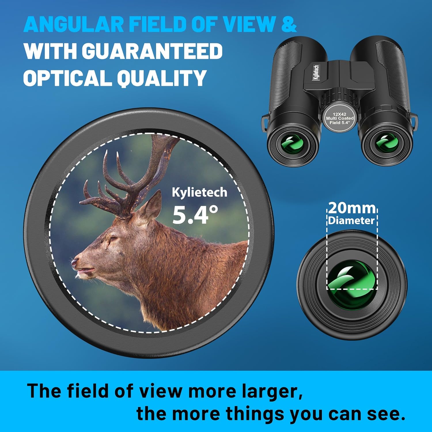 Kylietech 12x42 Binoculars with Tripod, Waterproof Bird Watching Binocular with BaK-4 Prisms, FMC Lens, Phone Adapter for Photography, Stargazing