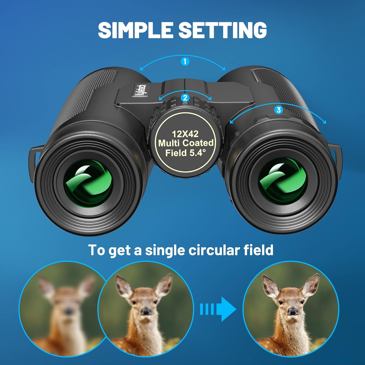 Kylietech 12x42 Binoculars with Tripod, Waterproof Bird Watching Binocular with BaK-4 Prisms, FMC Lens, Phone Adapter for Photography, Stargazing
