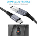 LUOSIKE 36W Dual-USB CAr Charger with 2 1m Braided Type-C Cables, QC3.0 Fast Charger, Alloy Charger with LED, Car Charger Compatible with Samsung, Google, Xiaomi, Oneplus