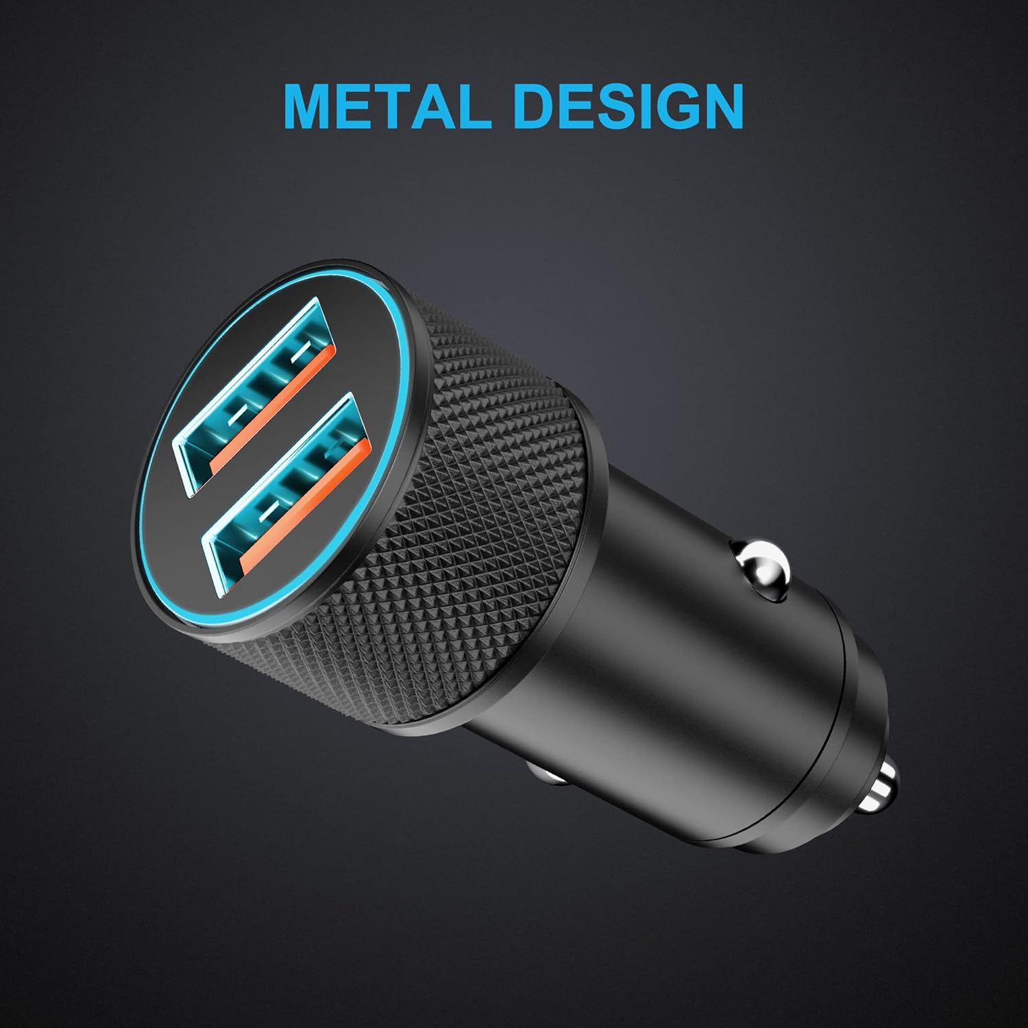 LUOSIKE 36W Dual-USB CAr Charger with 2 1m Braided Type-C Cables, QC3.0 Fast Charger, Alloy Charger with LED, Car Charger Compatible with Samsung, Google, Xiaomi, Oneplus