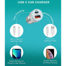 LUOSIKE Car Charger and 2 Cables, 38W USB C Adapter with 2 Port (PD/QC), 12V/24V Car/Truk Charger, Compatible with iP  14/13/12/11/Pro/Max/Plus/Mini/SE
